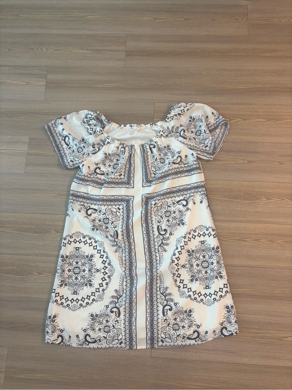 Maurices White Mini Dress with Black Paisley Print